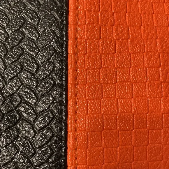 NEW NWOT Color Block Handbag Purse Textured Croc Alligator Orange, Black, Beige - Picture 5 of 15